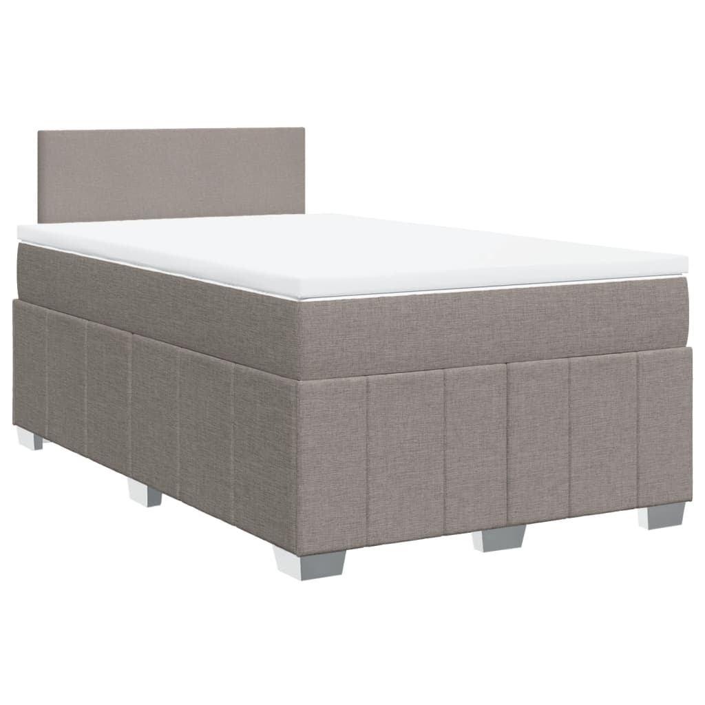 vidaXL Κρεβάτι Boxspring με Στρώμα Taupe 120x190 εκ. Υφασμάτινο