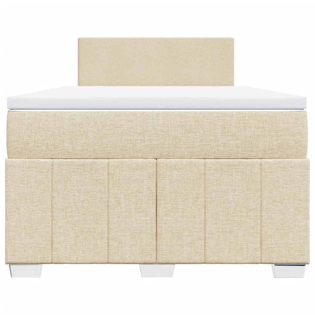 vidaXL Κρεβάτι Boxspring με Στρώμα Κρεμ 120x190 εκ. Υφασμάτινο