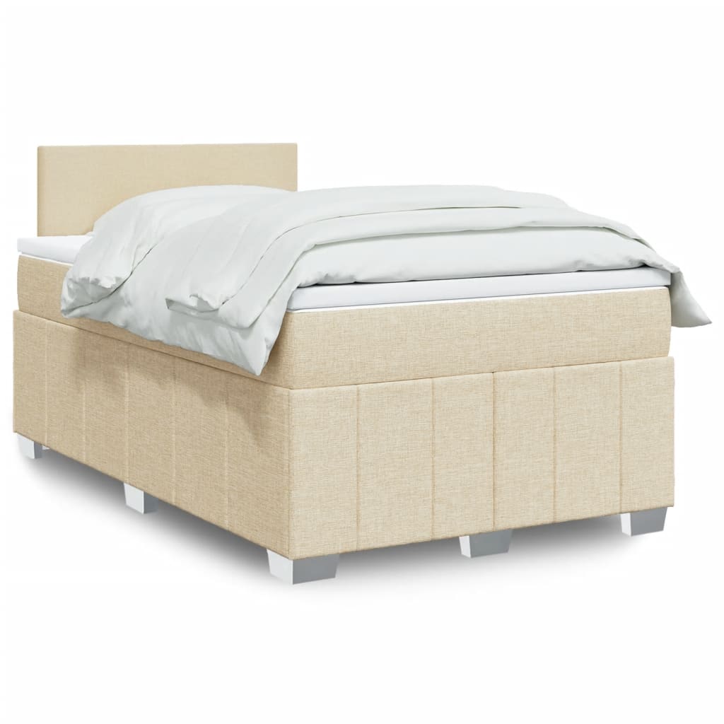 vidaXL Κρεβάτι Boxspring με Στρώμα Κρεμ 120x190 εκ. Υφασμάτινο