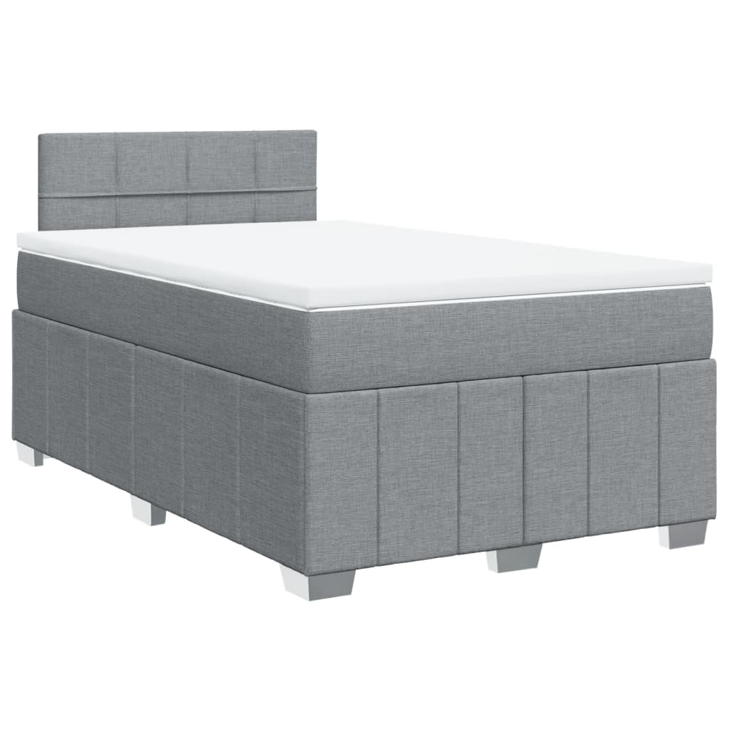 vidaXL Κρεβάτι Boxspring με Στρώμα Ανοιχτό Γκρι 120x190 εκ. Υφασμάτινο