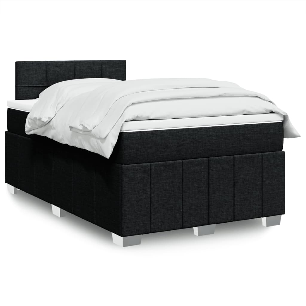 vidaXL Κρεβάτι Boxspring με Στρώμα Μαύρο 120x190 εκ. Υφασμάτινο