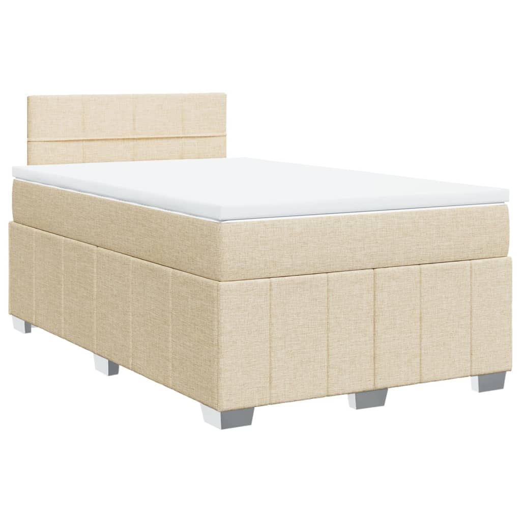 vidaXL Κρεβάτι Boxspring με Στρώμα Κρεμ 120x190 εκ. Υφασμάτινο