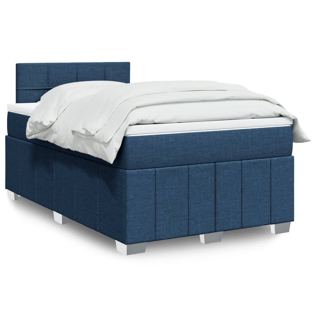 vidaXL Κρεβάτι Boxspring με Στρώμα Μπλε 120x190 εκ. Υφασμάτινο