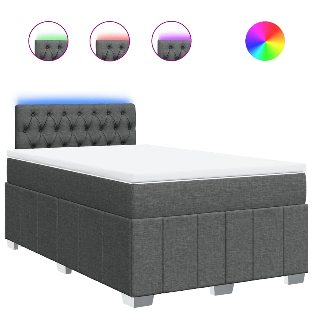 vidaXL Κρεβάτι Boxspring με Στρώμα Σκούρο Γκρι 120x190 εκ Υφασμάτινο