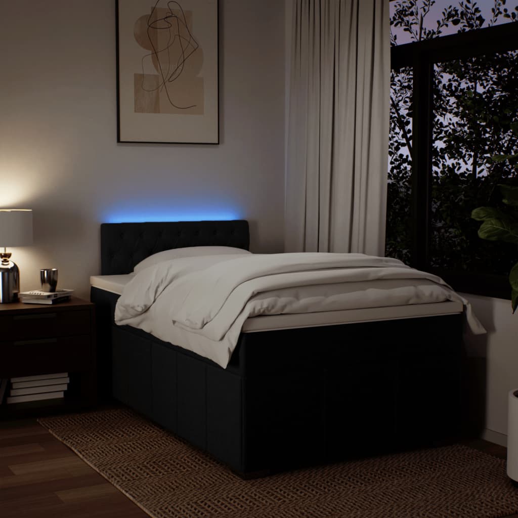 vidaXL Κρεβάτι Boxspring με Στρώμα Μαύρο 120x190 εκ. Υφασμάτινο