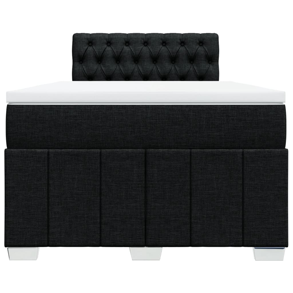 vidaXL Κρεβάτι Boxspring με Στρώμα Μαύρο 120x190 εκ. Υφασμάτινο
