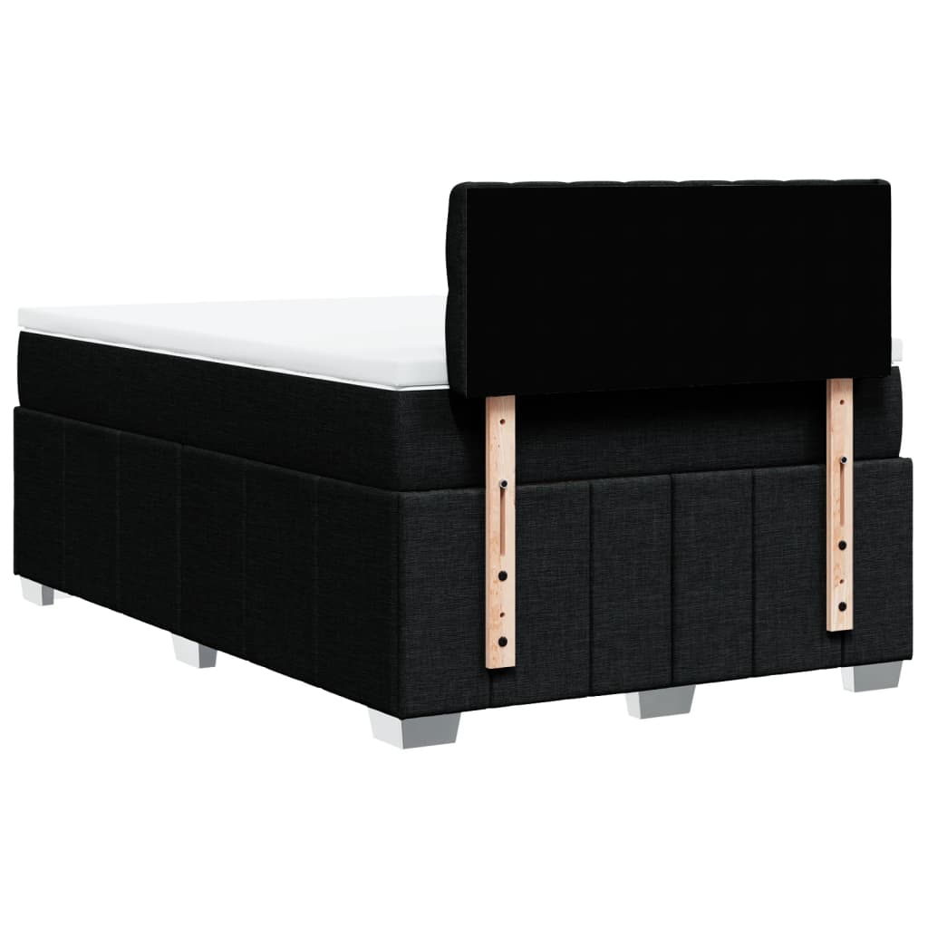 vidaXL Κρεβάτι Boxspring με Στρώμα Μαύρο 120x190 εκ. Υφασμάτινο
