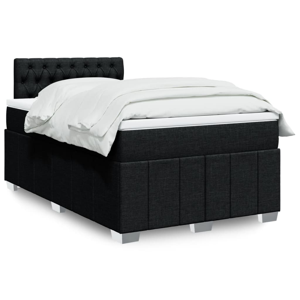 vidaXL Κρεβάτι Boxspring με Στρώμα Μαύρο 120x190 εκ. Υφασμάτινο