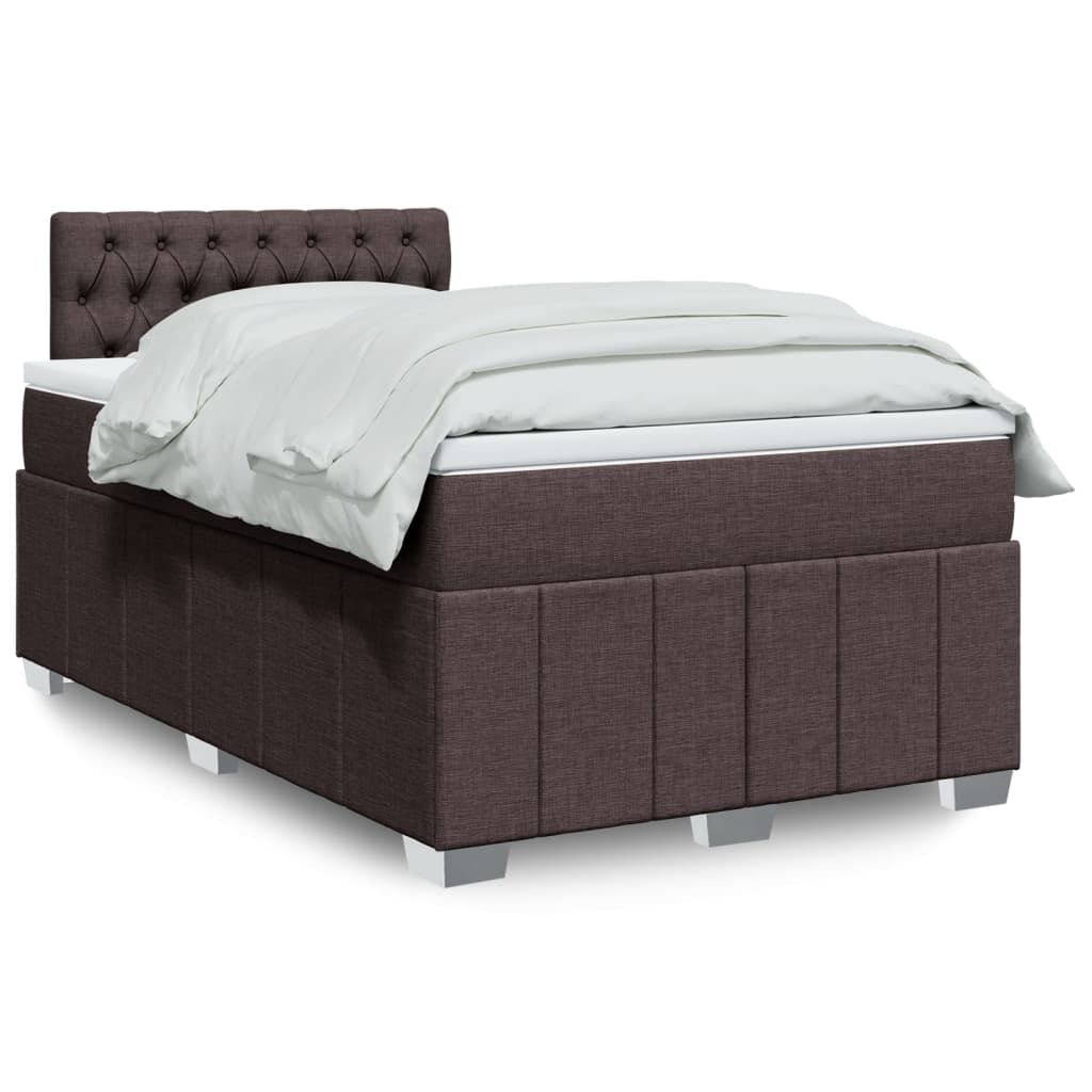 vidaXL Κρεβάτι Boxspring με Στρώμα Σκούρο Καφέ 120x190 εκ Υφασμάτινο