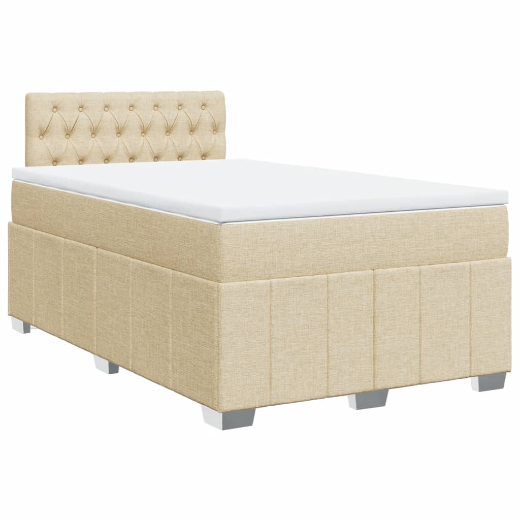 vidaXL Κρεβάτι Boxspring με Στρώμα Κρεμ 120x190 εκ. Υφασμάτινο