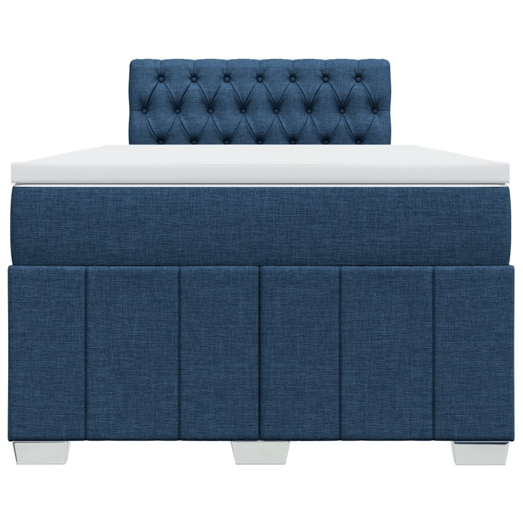vidaXL Κρεβάτι Boxspring με Στρώμα Μπλε 120x190 εκ. Υφασμάτινο
