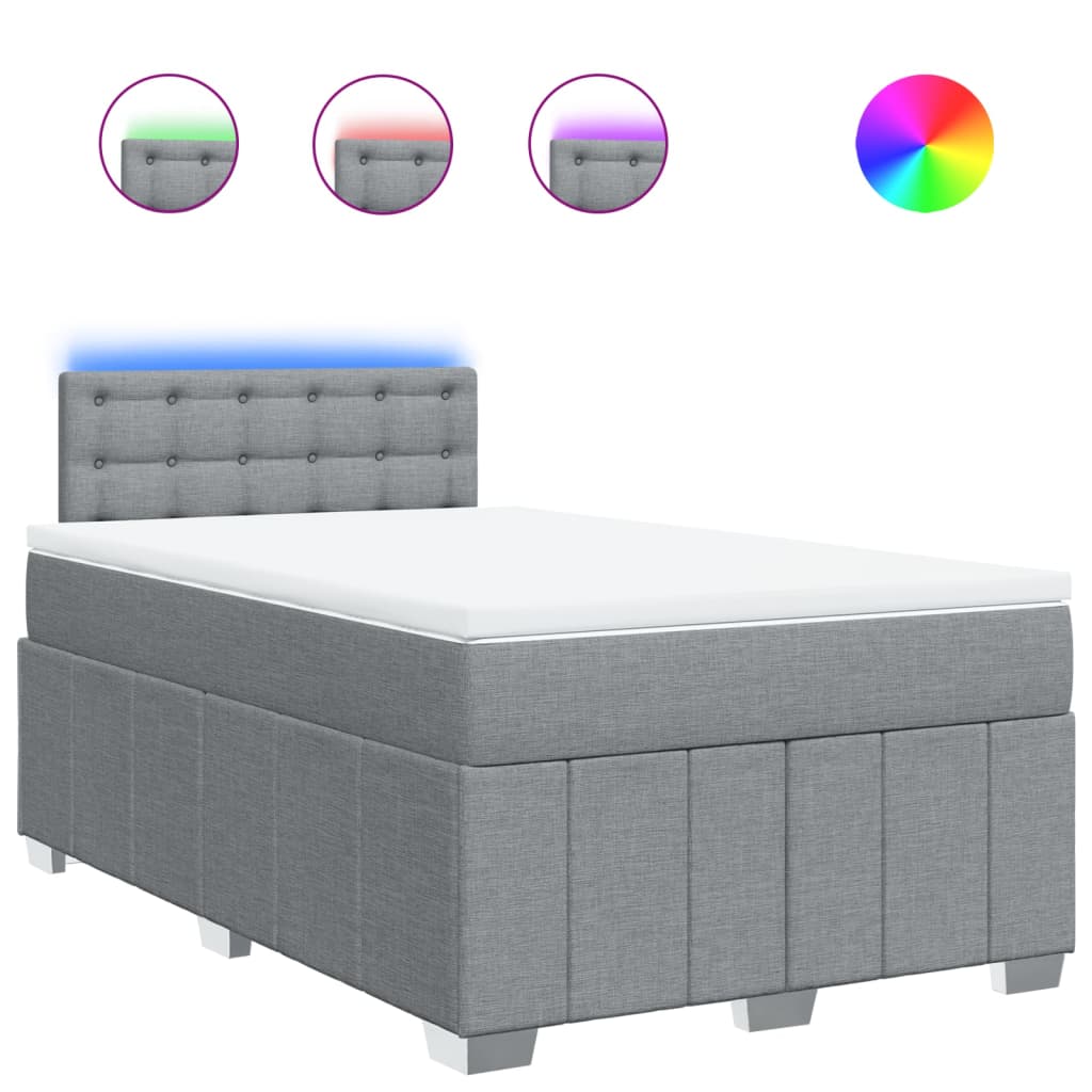 vidaXL Κρεβάτι Boxspring με Στρώμα Ανοιχτό Γκρι 120x190 εκ. Υφασμάτινο