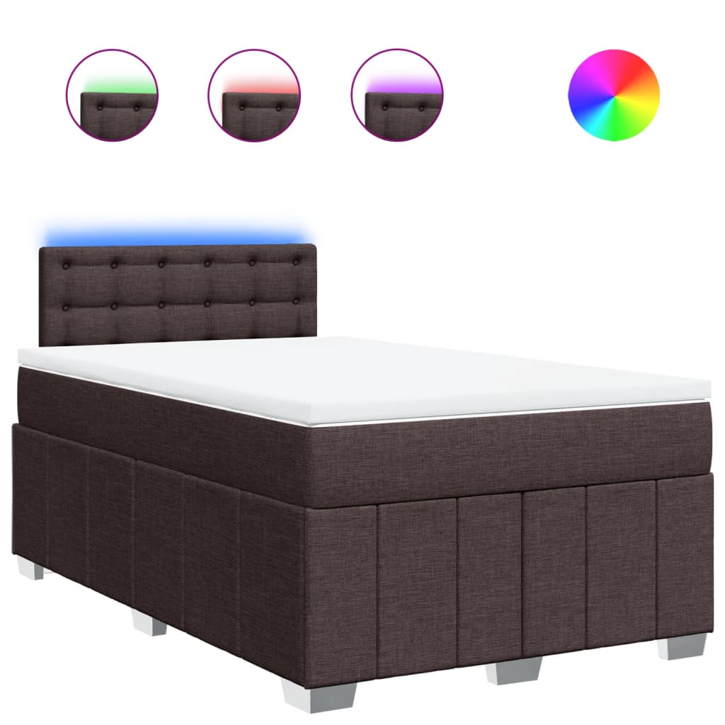 vidaXL Κρεβάτι Boxspring με Στρώμα Σκούρο Καφέ 120x190 εκ Υφασμάτινο