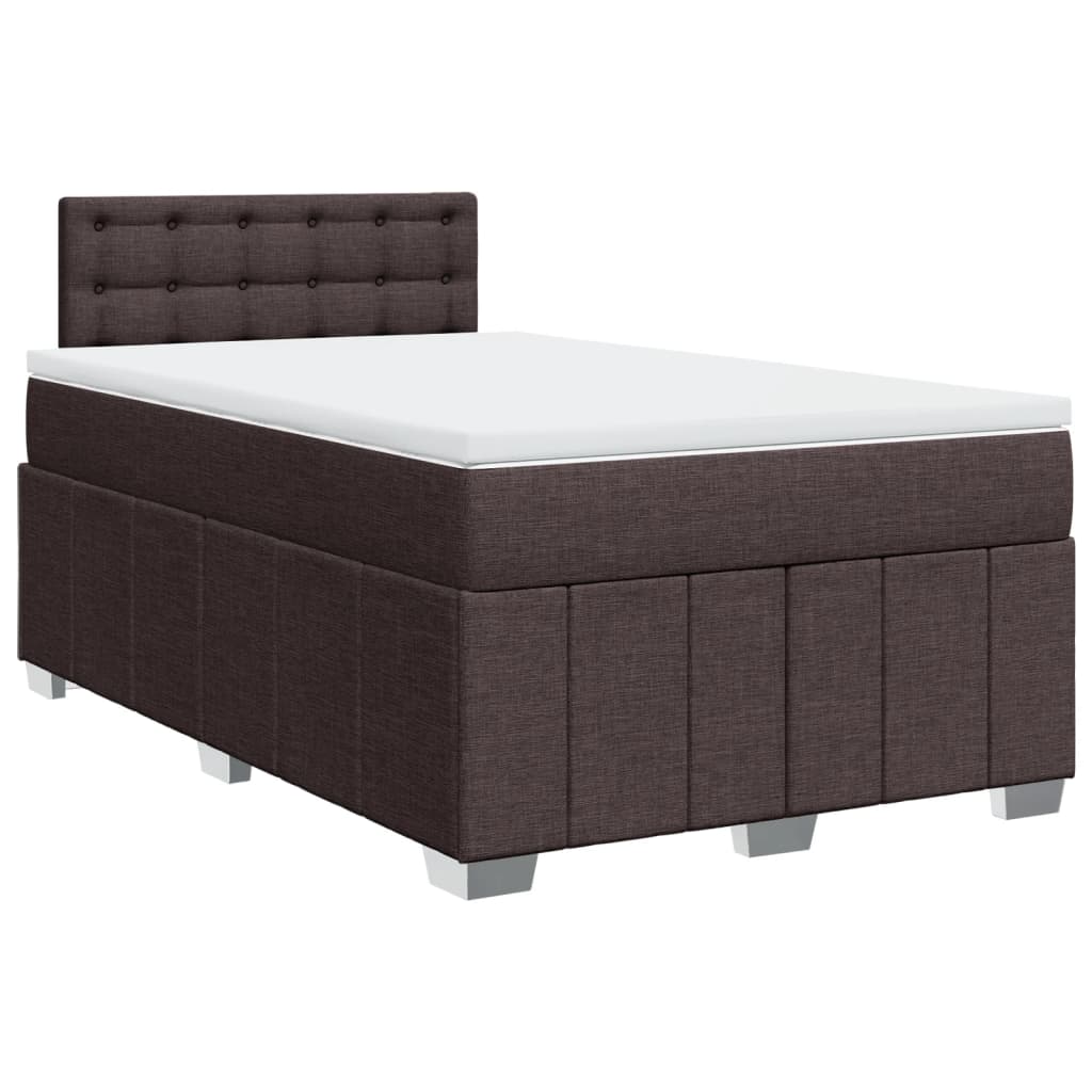 vidaXL Κρεβάτι Boxspring με Στρώμα Σκούρο Καφέ 120x190 εκ Υφασμάτινο