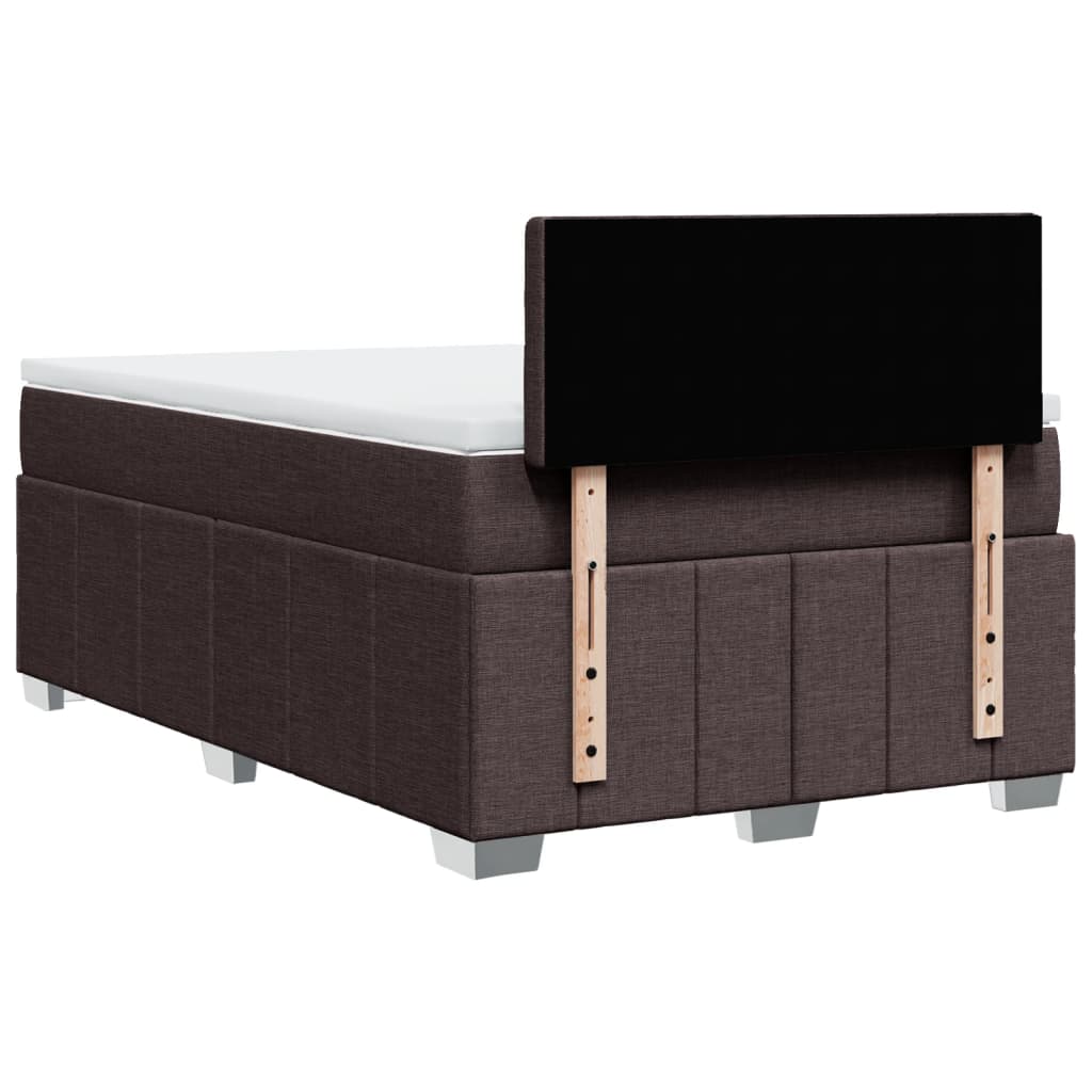 vidaXL Κρεβάτι Boxspring με Στρώμα Σκούρο Καφέ 120x190 εκ Υφασμάτινο