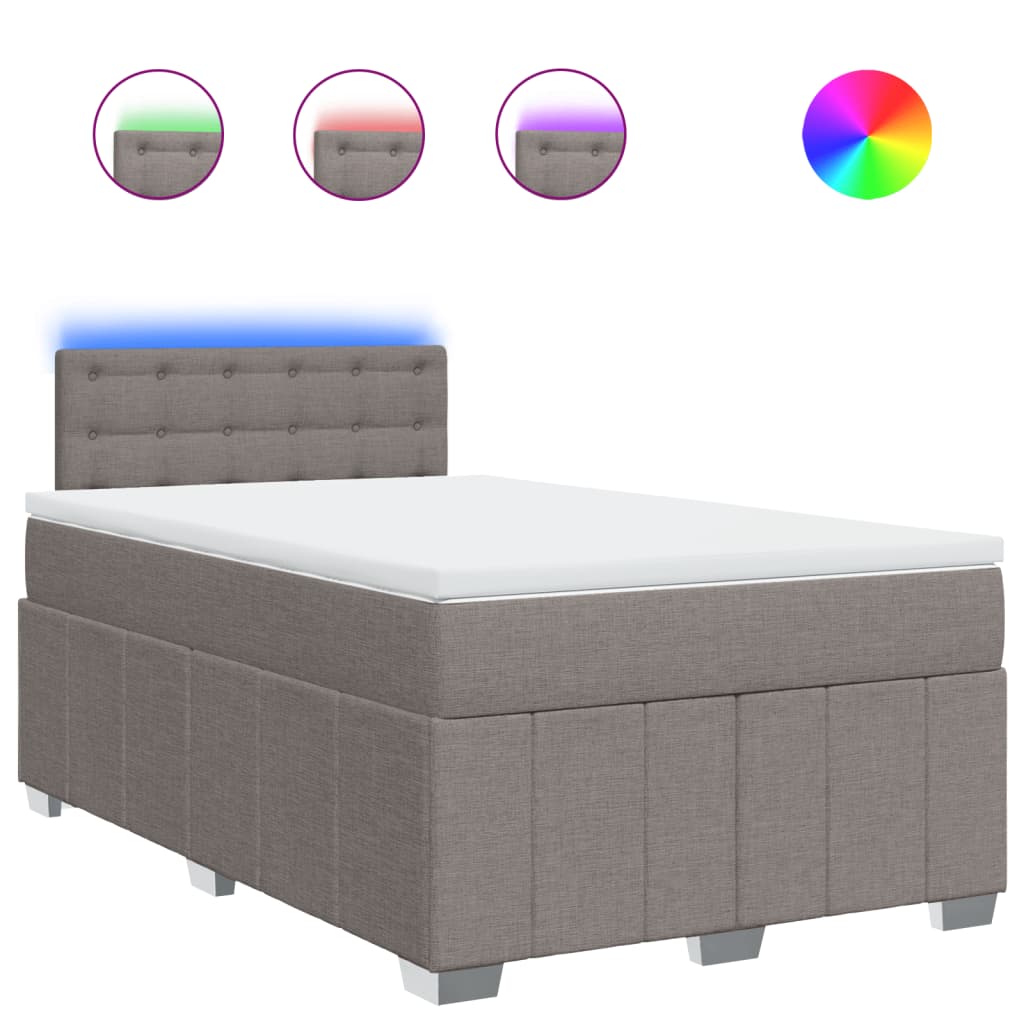vidaXL Κρεβάτι Boxspring με Στρώμα Taupe 120x190 εκ. Υφασμάτινο