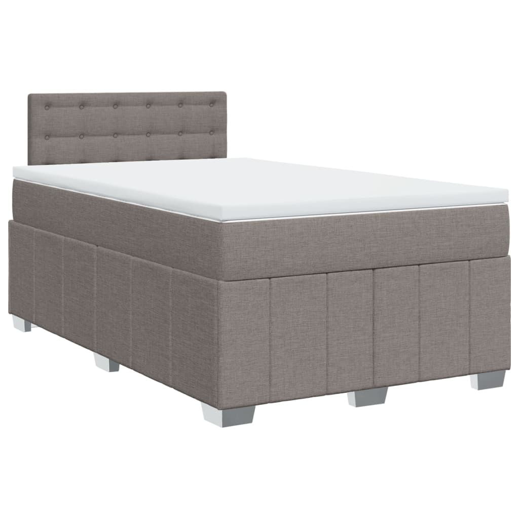 vidaXL Κρεβάτι Boxspring με Στρώμα Taupe 120x190 εκ. Υφασμάτινο