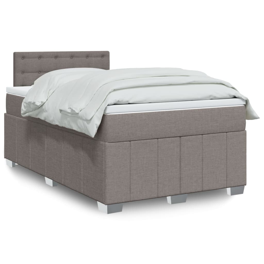 vidaXL Κρεβάτι Boxspring με Στρώμα Taupe 120x190 εκ. Υφασμάτινο