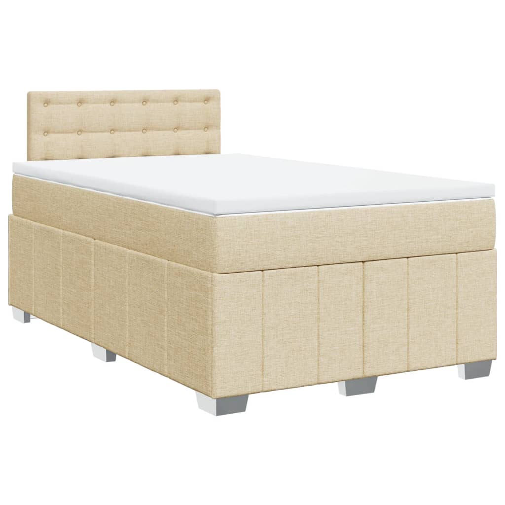 vidaXL Κρεβάτι Boxspring με Στρώμα Κρεμ 120x190 εκ. Υφασμάτινο