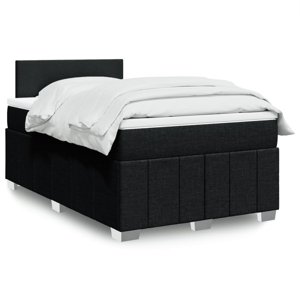 vidaXL Κρεβάτι Boxspring με Στρώμα Μαύρο 120x200 εκ. Υφασμάτινο