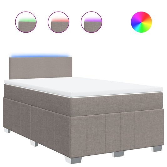 vidaXL Κρεβάτι Boxspring με Στρώμα Taupe 120x200 εκ. Υφασμάτινο