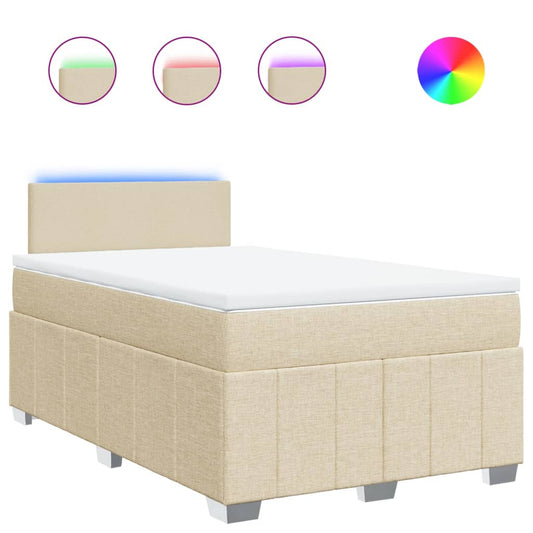 vidaXL Κρεβάτι Boxspring με Στρώμα Κρεμ 120x200 εκ. Υφασμάτινο