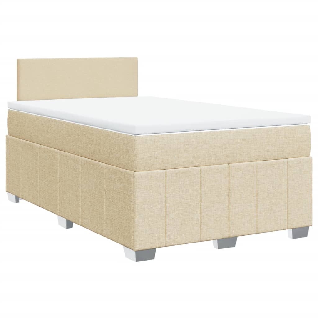 vidaXL Κρεβάτι Boxspring με Στρώμα Κρεμ 120x200 εκ. Υφασμάτινο