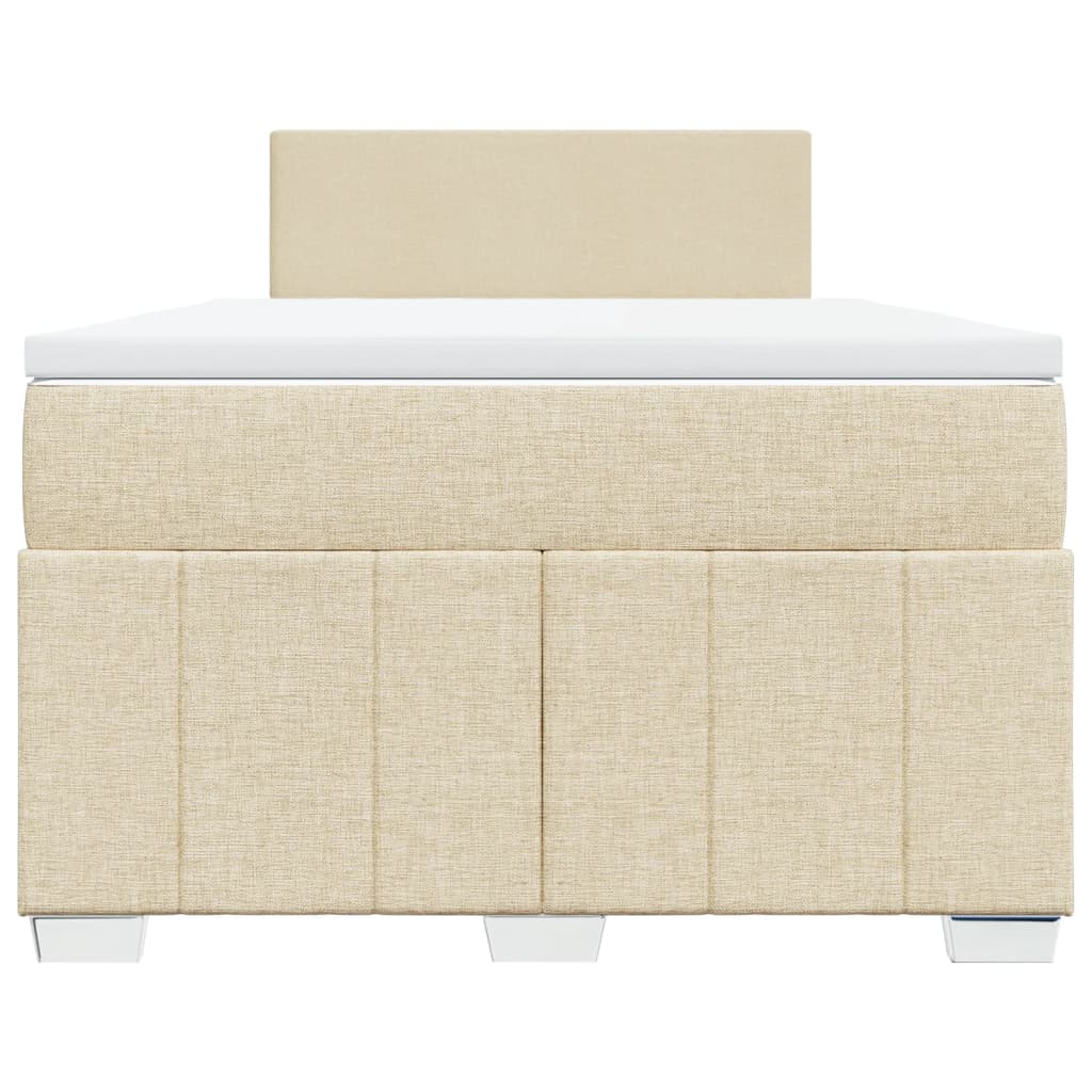 vidaXL Κρεβάτι Boxspring με Στρώμα Κρεμ 120x200 εκ. Υφασμάτινο