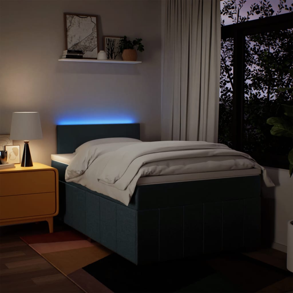 vidaXL Κρεβάτι Boxspring με Στρώμα Μπλε 120x200 εκ. Υφασμάτινο