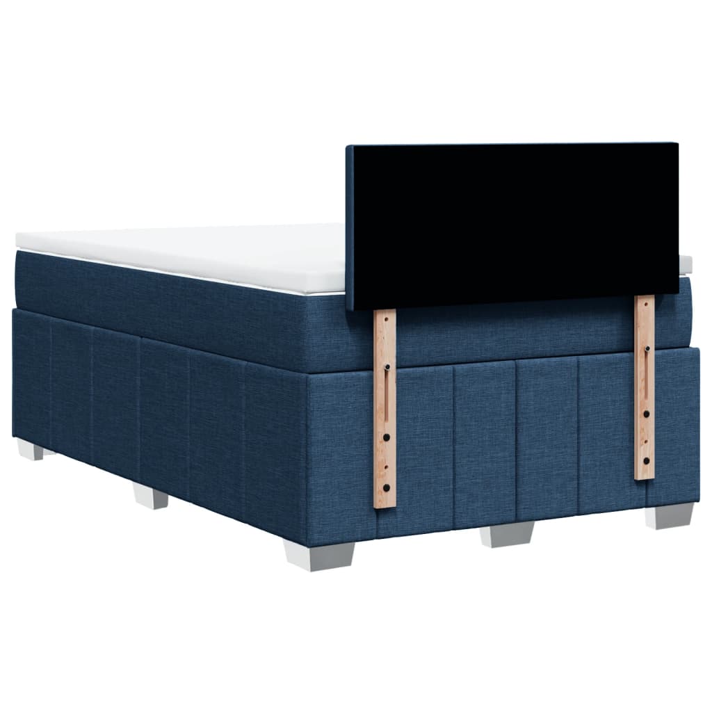 vidaXL Κρεβάτι Boxspring με Στρώμα Μπλε 120x200 εκ. Υφασμάτινο