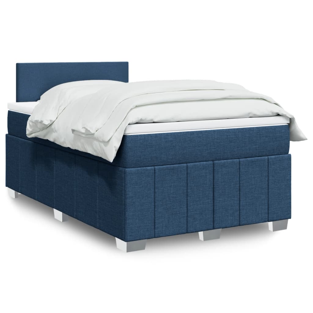 vidaXL Κρεβάτι Boxspring με Στρώμα Μπλε 120x200 εκ. Υφασμάτινο