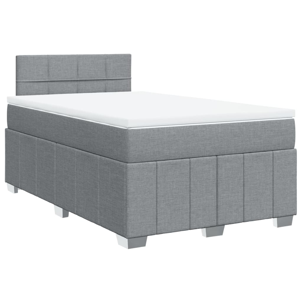 vidaXL Κρεβάτι Boxspring με Στρώμα Ανοιχτό Γκρι 120x200 εκ. Υφασμάτινο