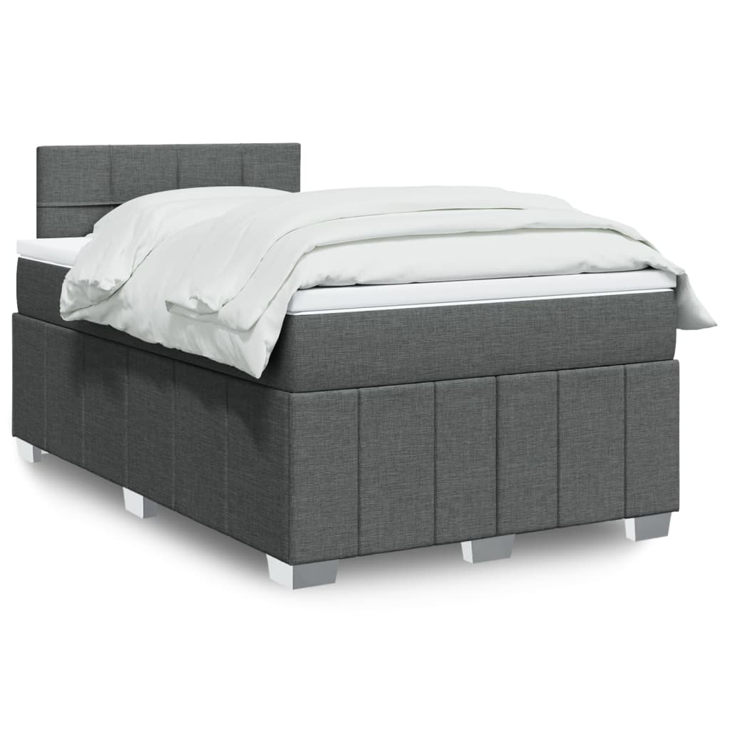 vidaXL Κρεβάτι Boxspring με Στρώμα Σκούρο Γκρι 120x200 εκ. Υφασμάτινο