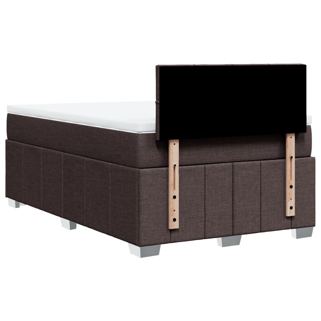 vidaXL Κρεβάτι Boxspring με Στρώμα Σκούρο Καφέ 120x200 εκ. Υφασμάτινο
