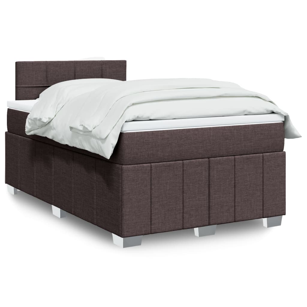 vidaXL Κρεβάτι Boxspring με Στρώμα Σκούρο Καφέ 120x200 εκ. Υφασμάτινο