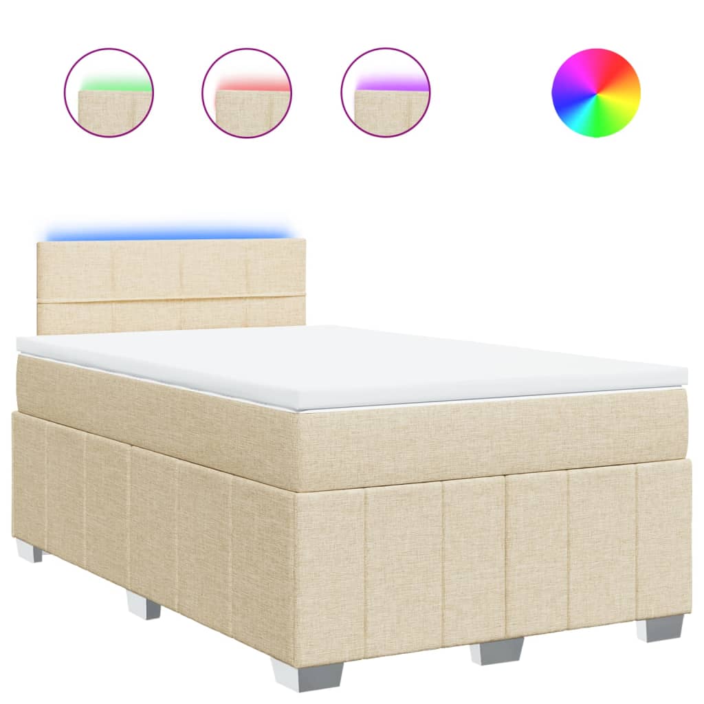 vidaXL Κρεβάτι Boxspring με Στρώμα Κρεμ 120x200 εκ. Υφασμάτινο