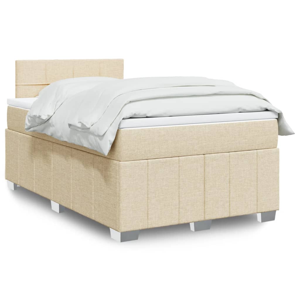 vidaXL Κρεβάτι Boxspring με Στρώμα Κρεμ 120x200 εκ. Υφασμάτινο