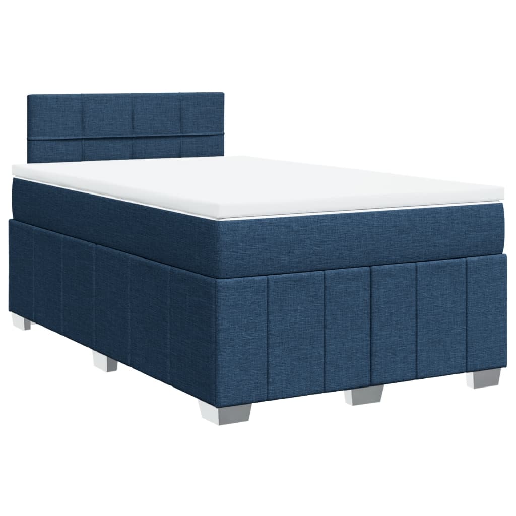 vidaXL Κρεβάτι Boxspring με Στρώμα Μπλε 120x200 εκ. Υφασμάτινο