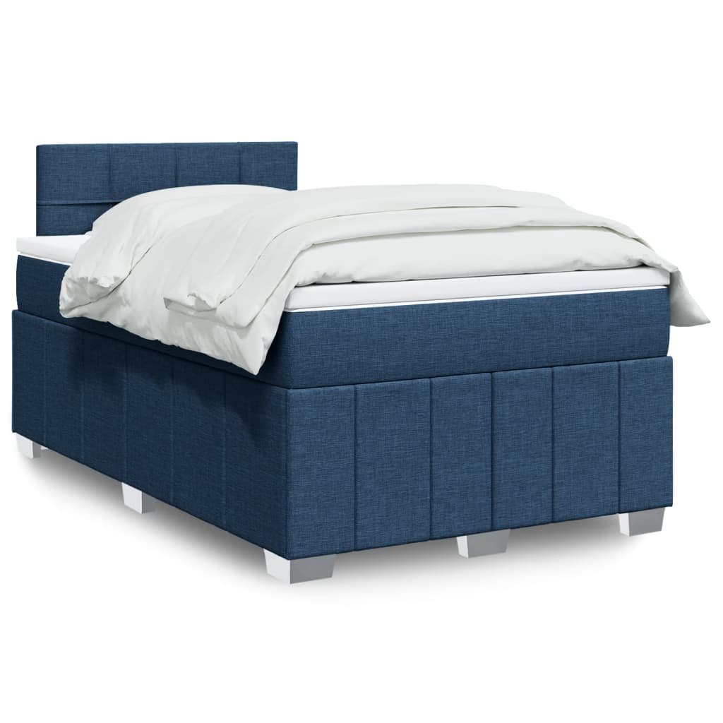 vidaXL Κρεβάτι Boxspring με Στρώμα Μπλε 120x200 εκ. Υφασμάτινο