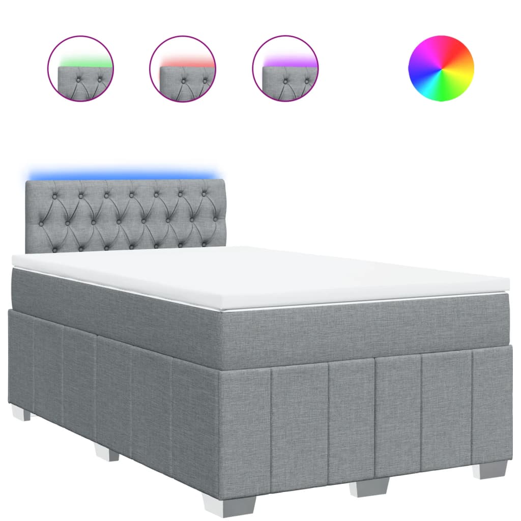 vidaXL Κρεβάτι Boxspring με Στρώμα Ανοιχτό Γκρι 120x200 εκ. Υφασμάτινο