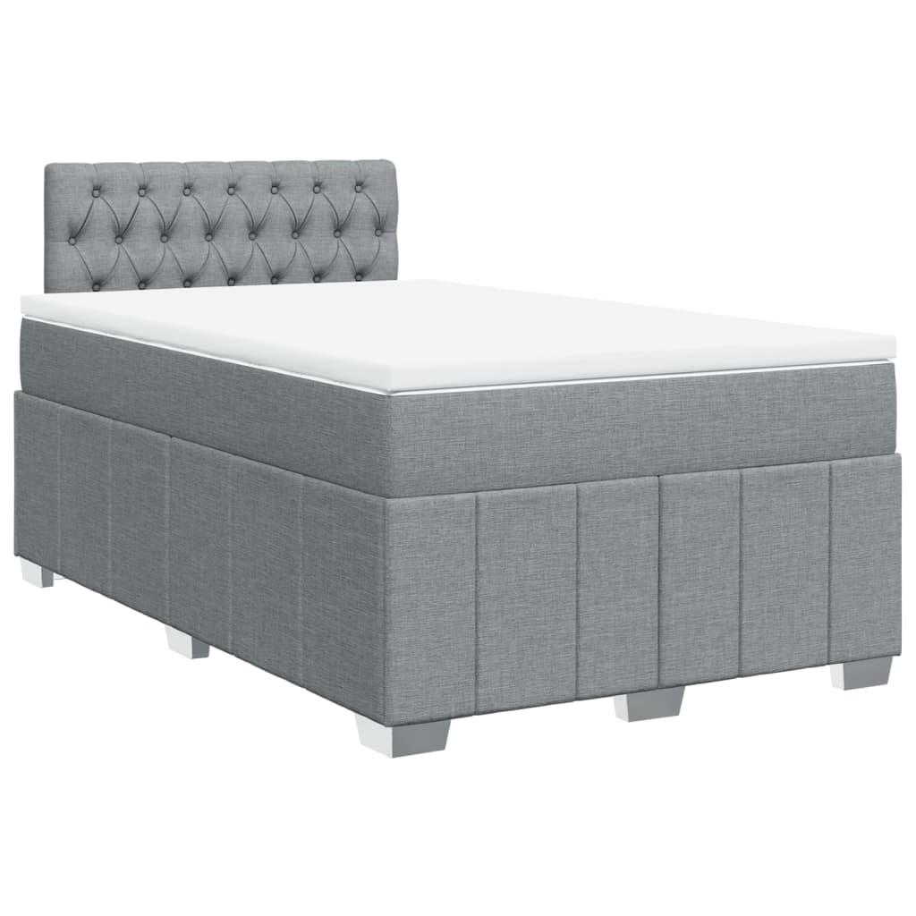vidaXL Κρεβάτι Boxspring με Στρώμα Ανοιχτό Γκρι 120x200 εκ. Υφασμάτινο