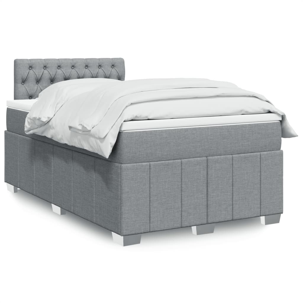 vidaXL Κρεβάτι Boxspring με Στρώμα Ανοιχτό Γκρι 120x200 εκ. Υφασμάτινο