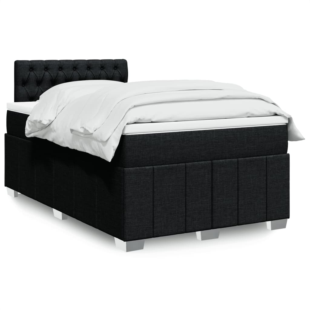 vidaXL Κρεβάτι Boxspring με Στρώμα Μαύρο 120x200 εκ. Υφασμάτινο