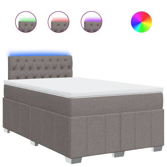 vidaXL Κρεβάτι Boxspring με Στρώμα Taupe 120x200 εκ. Υφασμάτινο