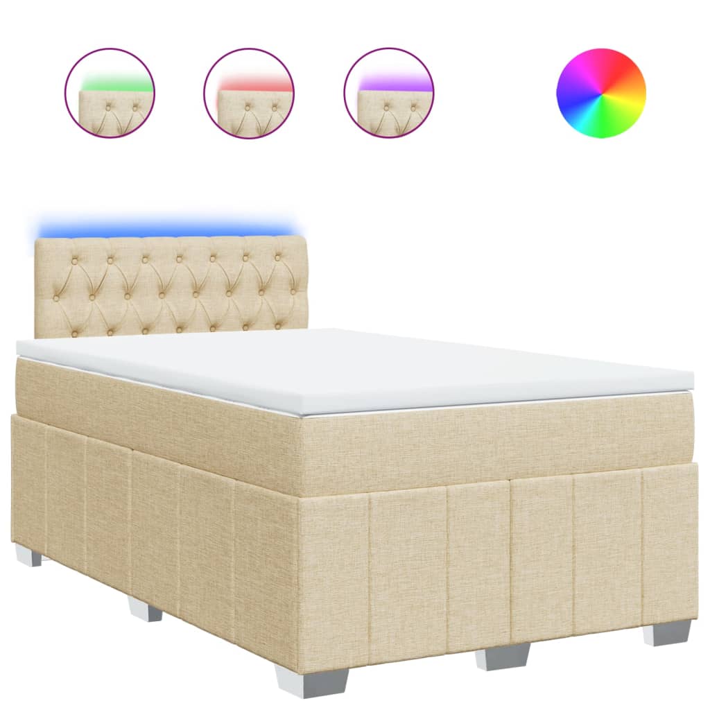 vidaXL Κρεβάτι Boxspring με Στρώμα Κρεμ 120x200 εκ. Υφασμάτινο