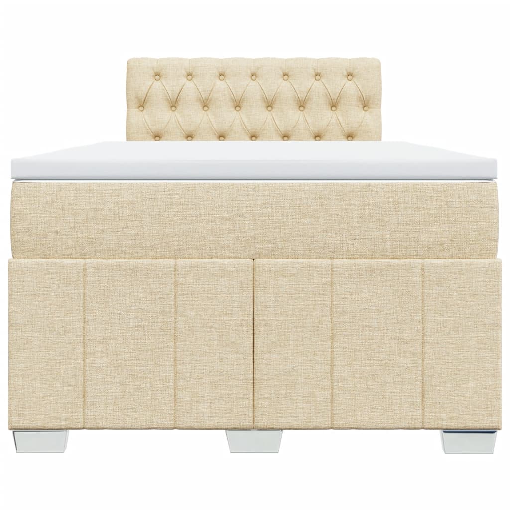 vidaXL Κρεβάτι Boxspring με Στρώμα Κρεμ 120x200 εκ. Υφασμάτινο