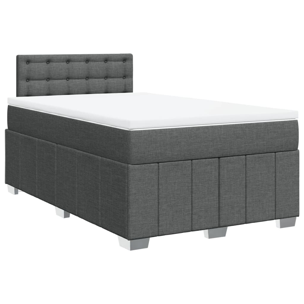 vidaXL Κρεβάτι Boxspring με Στρώμα Σκούρο Γκρι 120x200 εκ. Υφασμάτινο