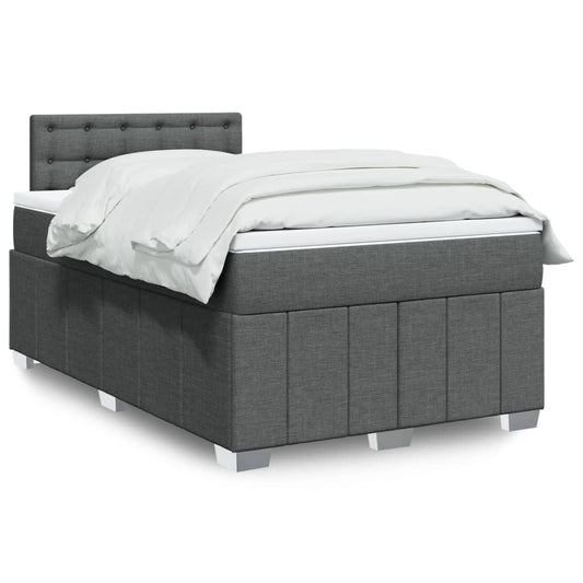 vidaXL Κρεβάτι Boxspring με Στρώμα Σκούρο Γκρι 120x200 εκ. Υφασμάτινο