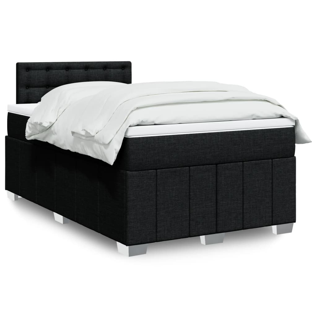vidaXL Κρεβάτι Boxspring με Στρώμα Μαύρο 120x200 εκ. Υφασμάτινο