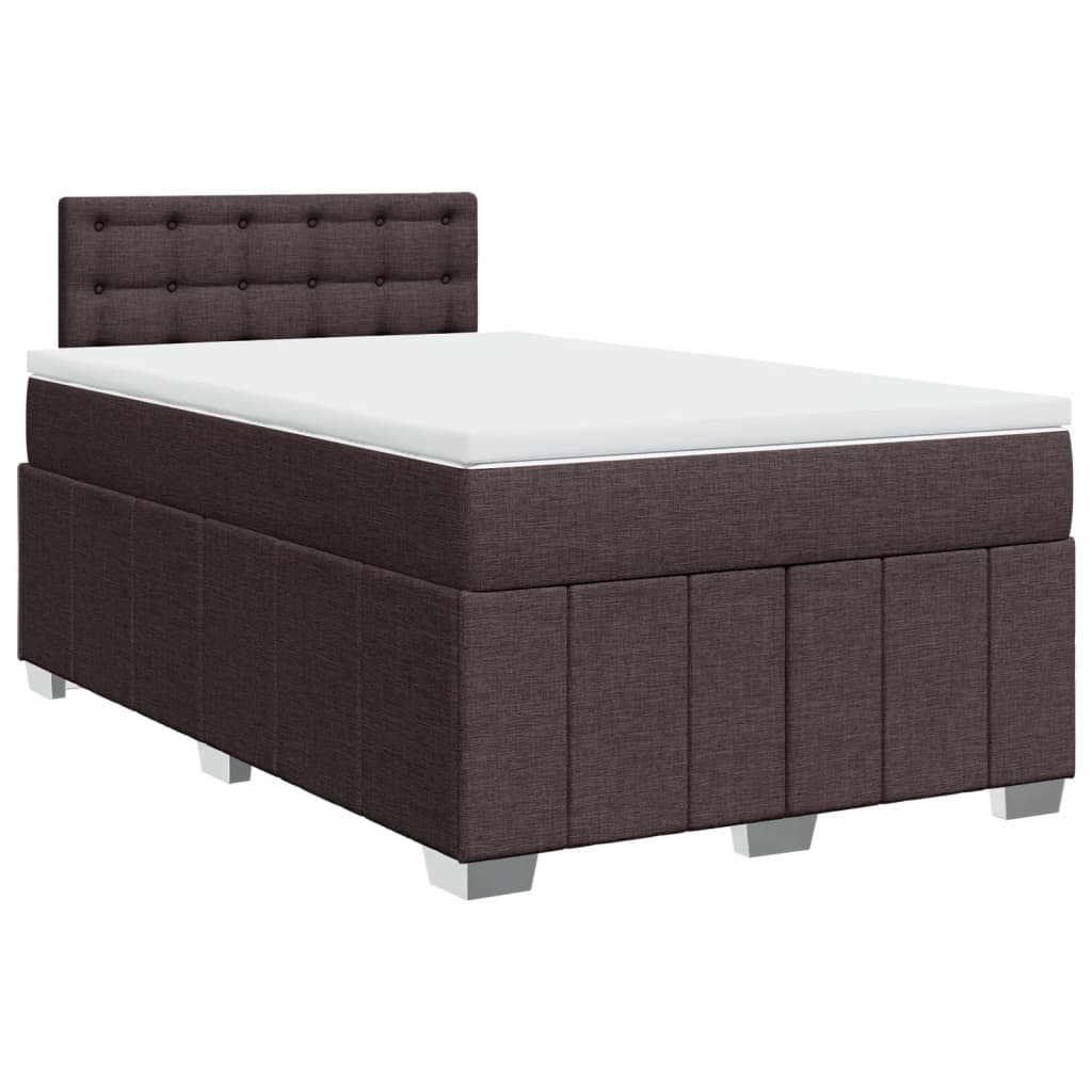 vidaXL Κρεβάτι Boxspring με Στρώμα Σκούρο Καφέ 120x200 εκ. Υφασμάτινο